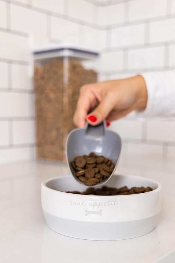 Pearhead Ceramic Bone Appétit Dog Bowl, Holds 2 Cups, Stoneware Food and Water Dish, Microwave and Dishwasher Safe, Small/Medium