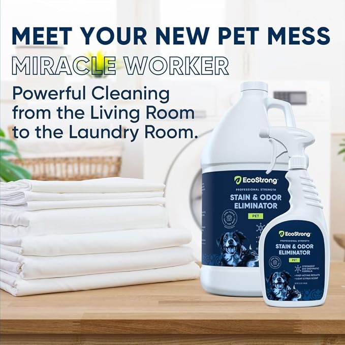 Eco Strong Pet Stain and Odor Remover - Cat Urine Enzyme Cleaner Destroyer, Urine Destroyer for Dogs, Pet Urine Enzyme Cleaner - 160 Oz