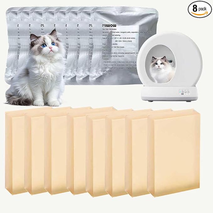 Cat Litter Deodorizer Replacement for Self-Cleaning Cat Litter Box, Pet Odor Eliminator Refills (8 Pack)
