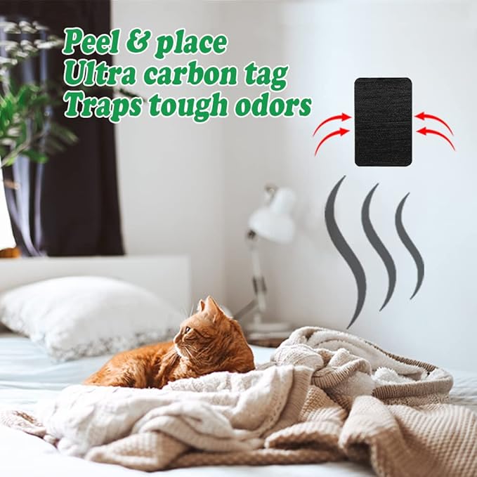 KLC Cat Box Deodorizer - Natural Charcoal Patch - 2-Pack - Cat Litter Box Odor Eliminator