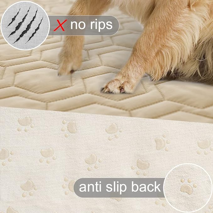 Waterproof and Non-Slip Dog Bed Cover and Pet Blanket Sofa Pet Bed Mat ，car Incontinence Mattress Protectors Furniture Couch Cover for Most Cats Dogs,Pets（52x82-Beige）
