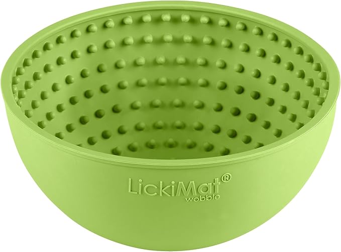 LickiMat Wobble, Dog Slow Feeder Bowl Lick Mat, Boredom Anxiety Reducer; Perfect for Food, Treats, Yogurt, or Peanut Butter. Fun Alternative to a Slow Feed Dog Bowl, Green