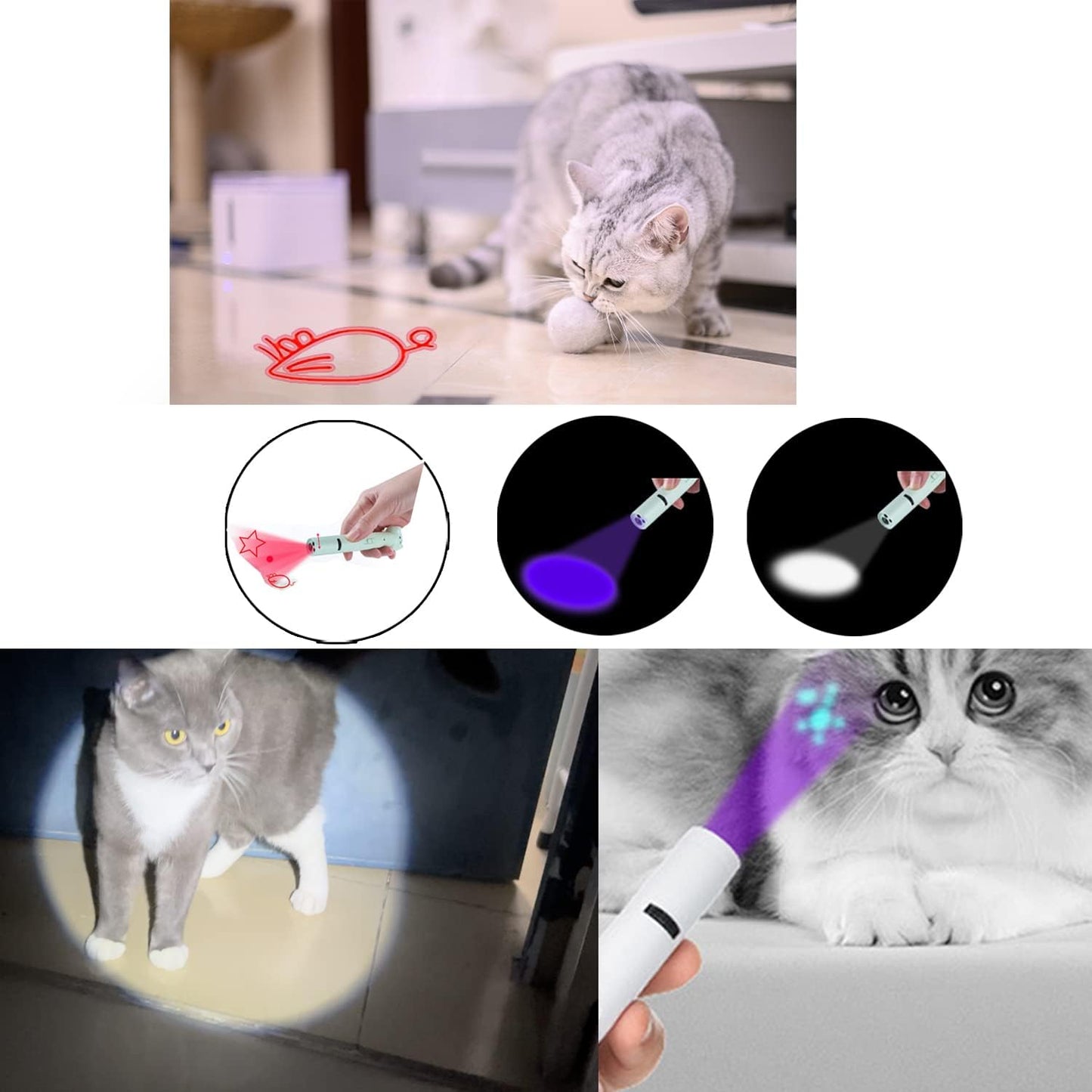 PARTSPOWER Laser Pointer Interative Cat Toy for Cats to Chase, Rechargeable Red Laser Light Pointer Exercises Training Tool for Kittens Cats Dogs (Purple)