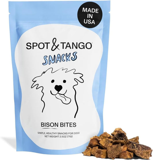 Spot & Tango Bison Bites Dog Treats - Single Ingredient, 100% Bison Kidney - Freeze-Dried Snacks - Grain & Gluten-Free - USA-Made - for Small, Medium, and Large Dogs
