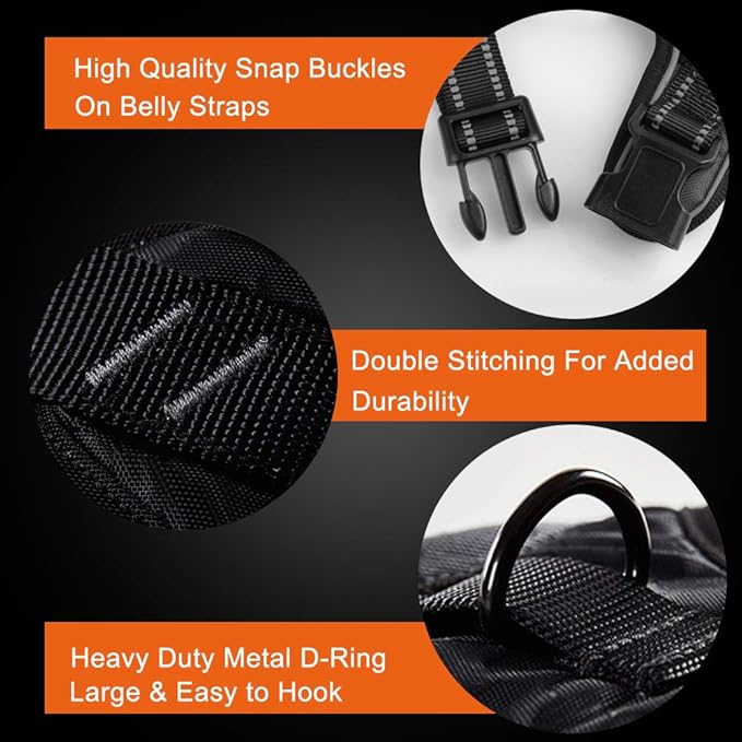 PHOEPET No Pull Dog Harness Medium Reflective Front Clip Puppy Vest with Handle,Adjustable 2 Metal Leash Attachment Hooks(M, Blue)