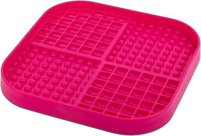LickiMat Slomo XL - Extra Large Slow Feeder Suitable for Dry, Wet, Raw Foods, All Treats and Doggy Ice Cream. Best for Medium to Massive Breeds. Durable Design with Non-Slip Base. (Pink)