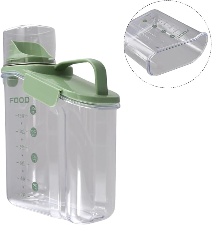 Dogg Food Storage Container 2000 mL Airtight Double Sealed Pet Feeding Bin with Measuring Cup Waterproof Moisture‑Proof White