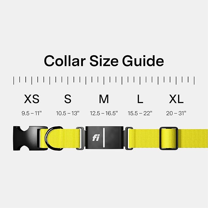 New Fi Series 3+ Smart Dog Tracker Collar [6 Month Membership Included] GPS Tracker for Dogs with Health & Behavior Monitoring, Escape Alerts, Waterproof, LED, Apple Watch Compatible (Yellow, X-Small)