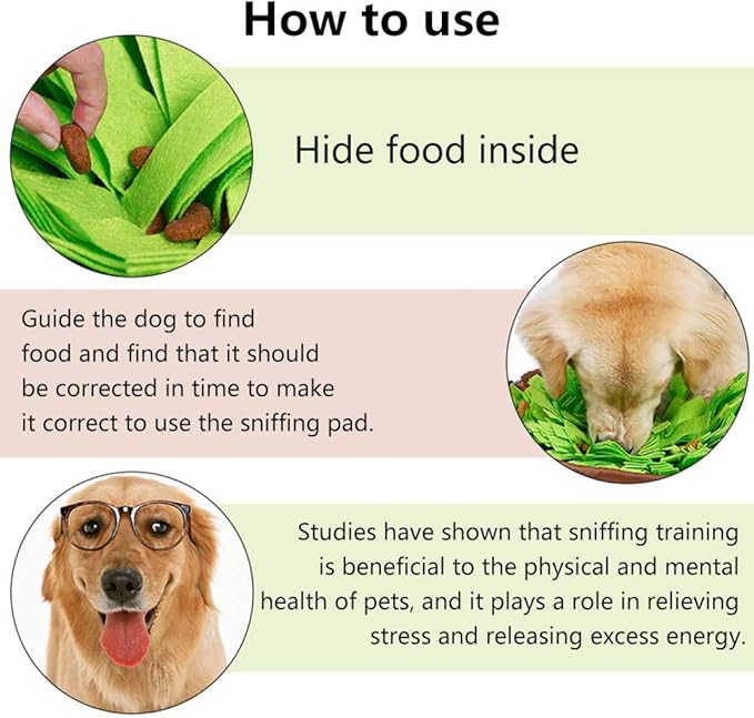 AWOOF Pet Snuffle Mat for Dogs, Interactive Feed Game for Boredom, Encourages Natural Foraging Skills for Cats Dogs Bowl Travel Use, Dog Treat Dispenser Indoor Outdoor Stress Relief