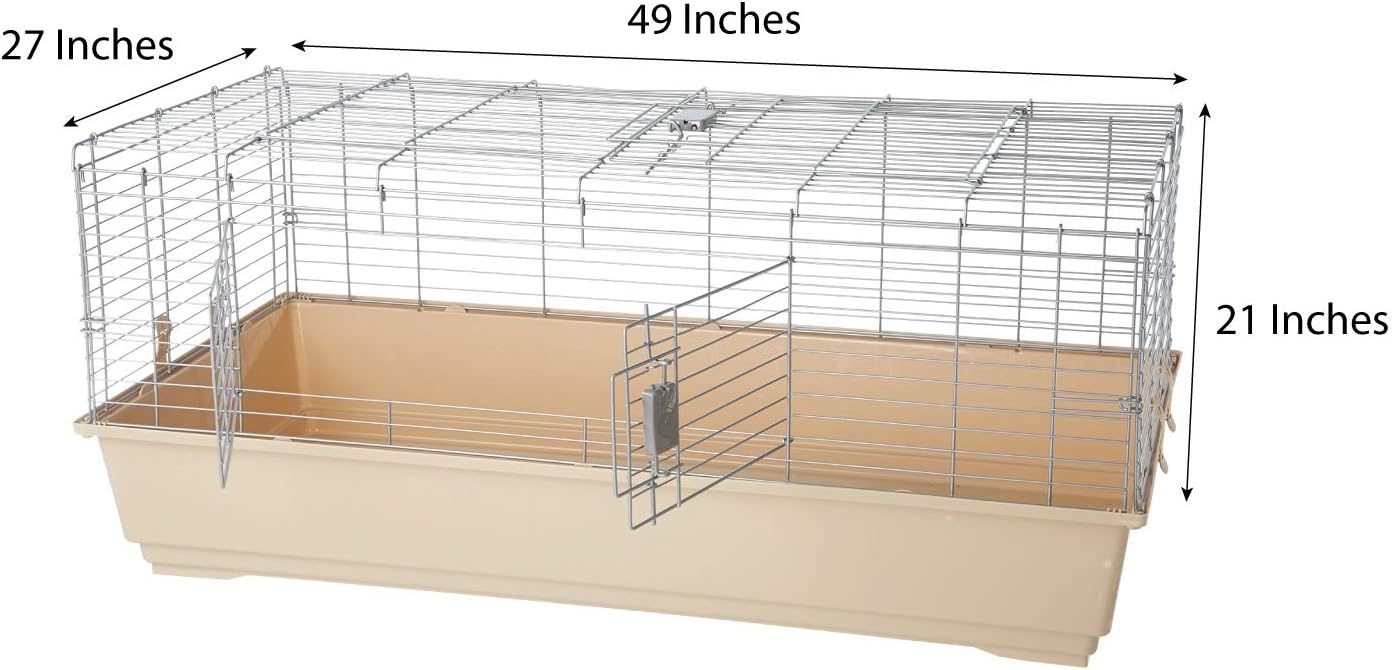 Amazon Basics Top Access Small Animal, Rabbit & Guinea Pig Cage, Ferret Cage Habitat With Accessories, Jumbo, Multicolor, 48.6"L x 26.6"W x 20.6"H