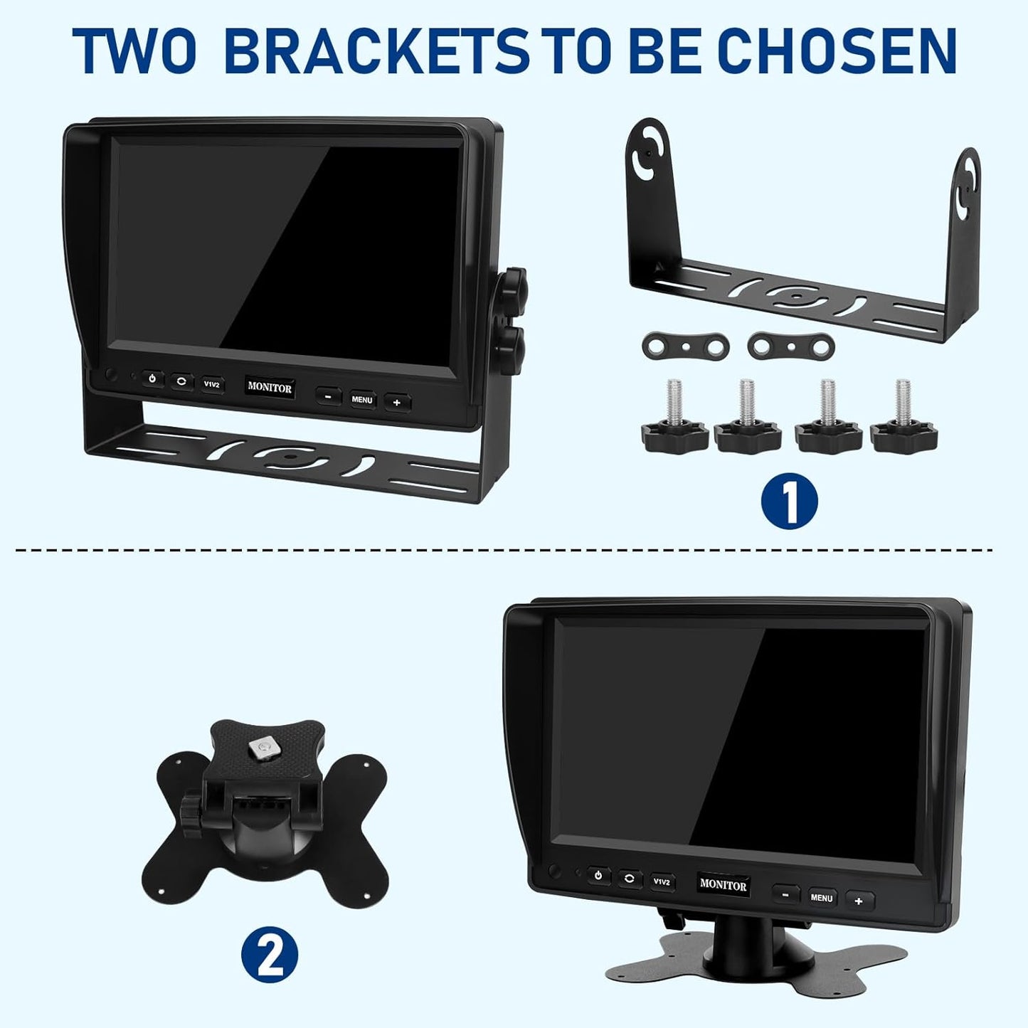 Backup Camera for Truck RV,Back up Camera with Screen Kit HD 1080P 7inch Reverse Monitor,Rear View Cameras for Trailer, Bus/Tractor/Vehicle with 170 Degree,IP69K Waterproof,IR Night Vision.