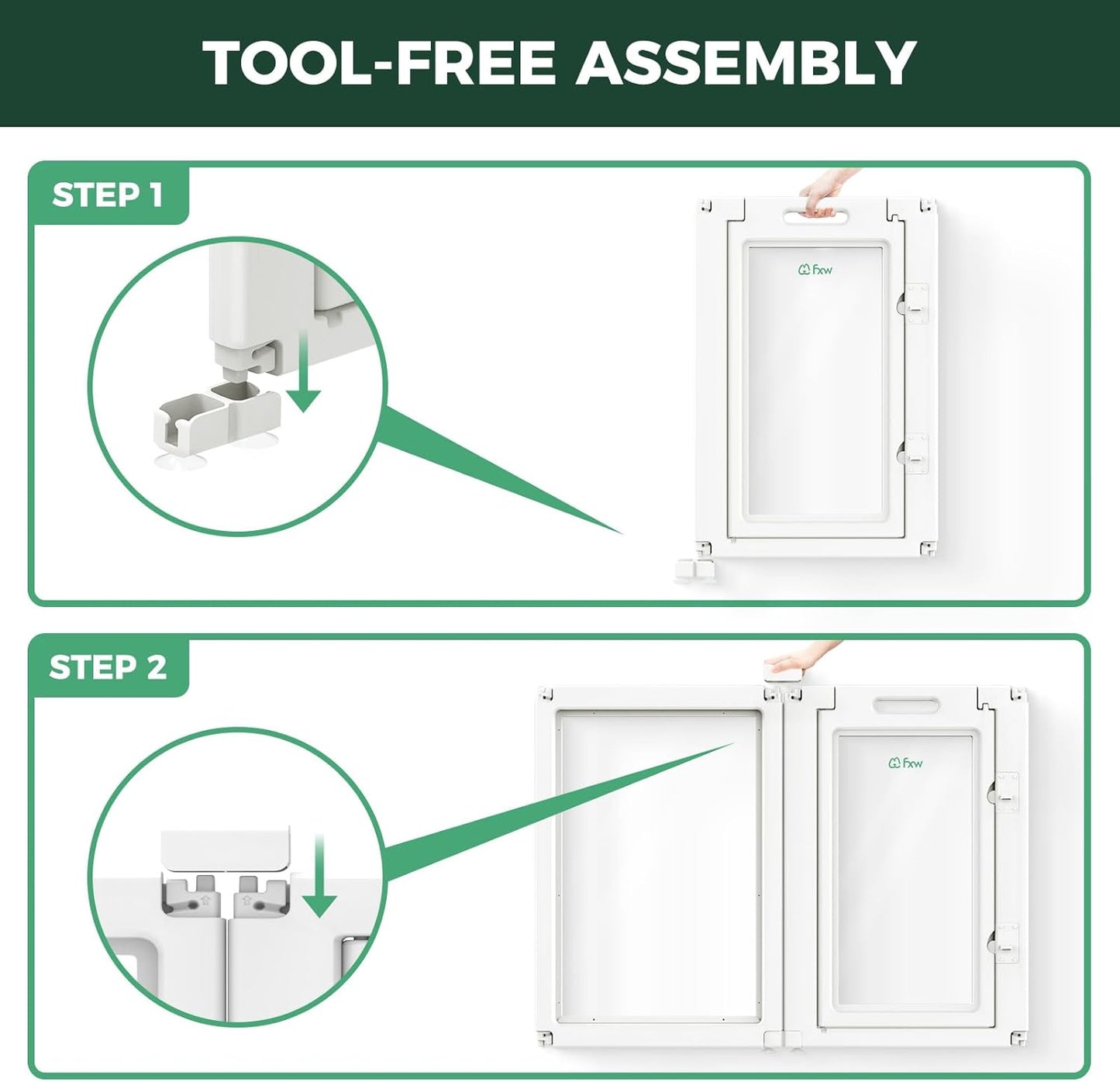 FXW AuraSpace Acrylic Indoor Unleashed Dog Playpen for Medium Dogs, 35 Inch, 6 Panels, White