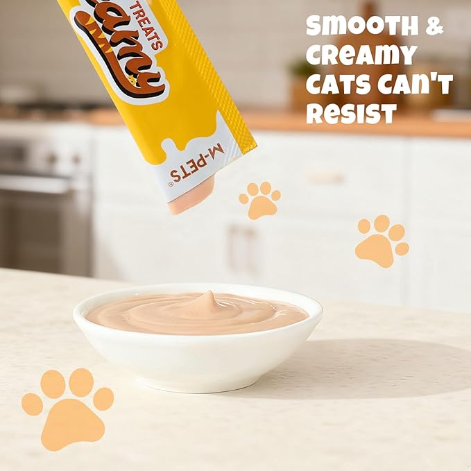 M-PETS Creamy Lickable Cat Treats – 4 Flavor Variety Pack, 20 Tubes of Healthy Squeeze Up Snacks with Functional Nutrients for Hydration, Skin & Coat, and Digestive Health – Grain Free, High Protein