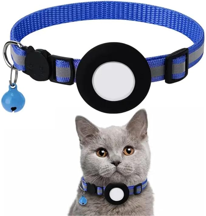 AirTag Cat Collar Airtag Holder for Cats – Breakaway Reflective Nylon Kitten Collar with Bell, Adjustable 1cm Cat Collar for Tracking, Safety & Small Cats (Fits 8.66–13.78 in)