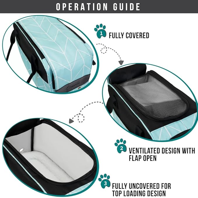 PetAmi Dog Purse Carrier for Small Dogs, Airline Approved Soft Sided Pet Carrier with Pockets, Ventilated Dog Carrying Bag for Puppy Cat, Dog Travel Supplies Bag, Sherpa Bed, Max 12 lbs, Chevron Teal