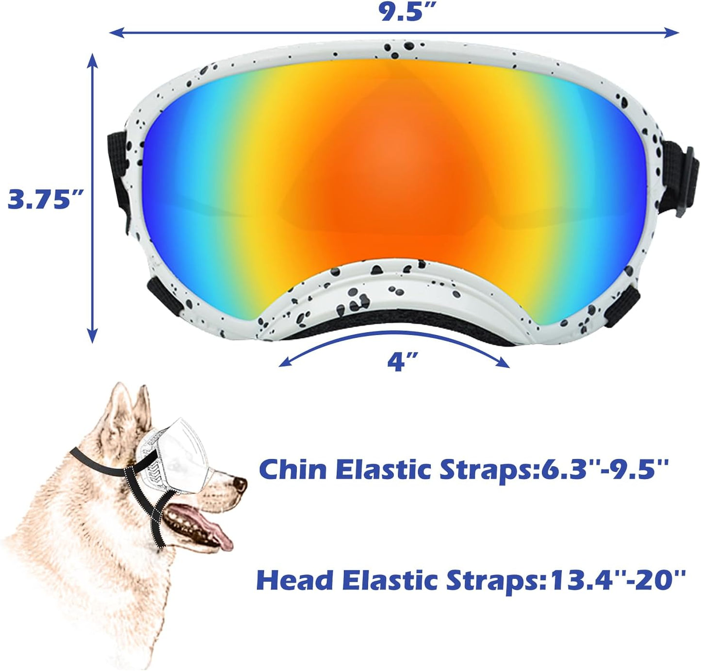Winproof Large Dog Sunglasses with Adjustable Strap, UV Protection, Soft Goggles for Medium-Large Dogs