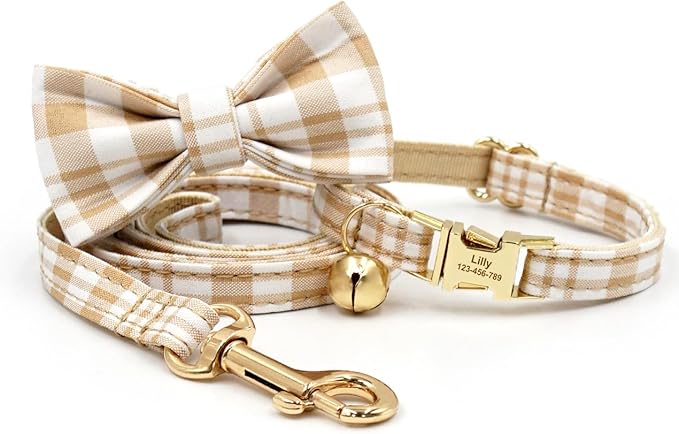 Personalized Cat Collar with Engraved Name Phone Number for Boy and Girl Kittens (Plaid)