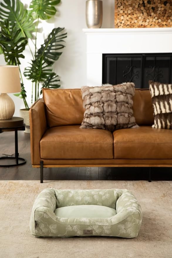 Furry's Paradise Foam Cuddler Pet Bed with Waterproof Liners, Reversible Cushion, Washable Cover, Recycled Fibers and Non-Slip Bottom. (Blown Dandelions, Orthopedic Small)