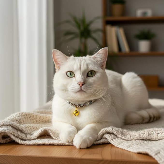 Handmade Cotton Cat Collar with Bell – Adjustable Slip-On Design, No Buckle, Lightweight Rope Collar for Kittens, Indoor Cats, and Small Pets (Mocha)