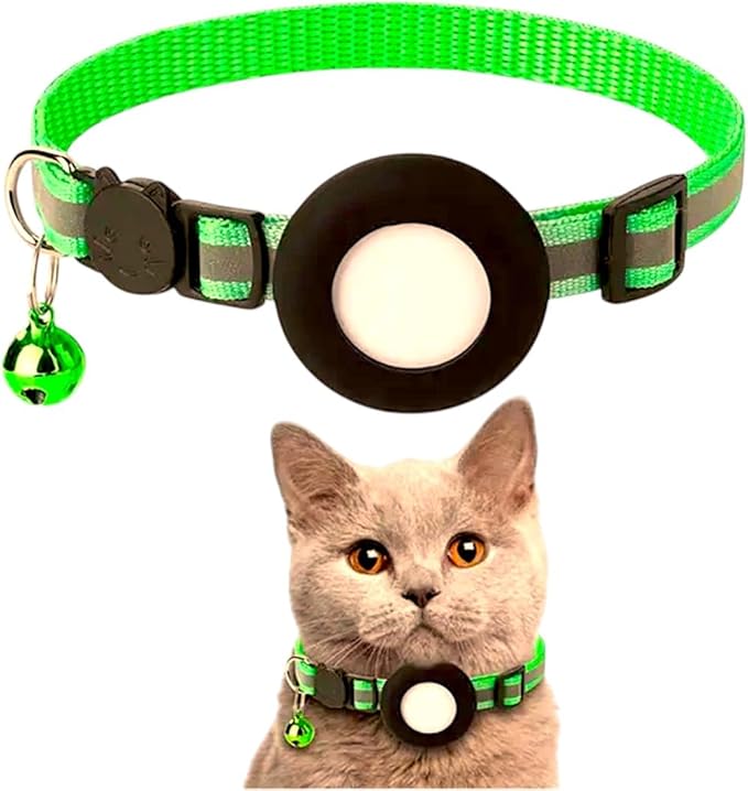 Adorable AirTag Cat Collar with Elastic, Durable Apple AirTag Holder – Lightweight, Comfortable & Adjustable Design with Breakaway Safety and Bell – Cute Choice for Girl & Boy Cats