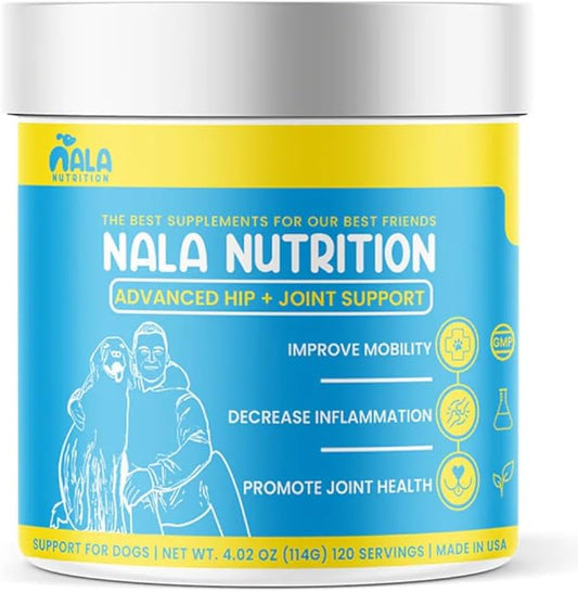 Advanced Hip and Joint Supplement for Dogs | Chondroitin, Vitamin and Glucosamine for Dogs | Dog Joint Supplement for Health + Mobility | 120 Scoops