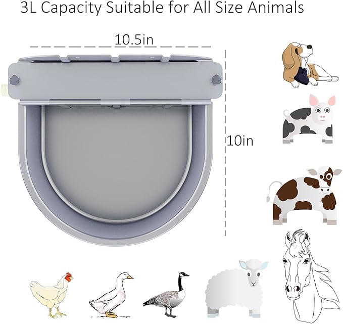 Automatic Water Dispenser for Dog Water Bowl Dispenser Large Size Stainless-Steel Waterer Feeder Self Filling Water Trough for Poultry and Livestock (Metallic Gray, Large)