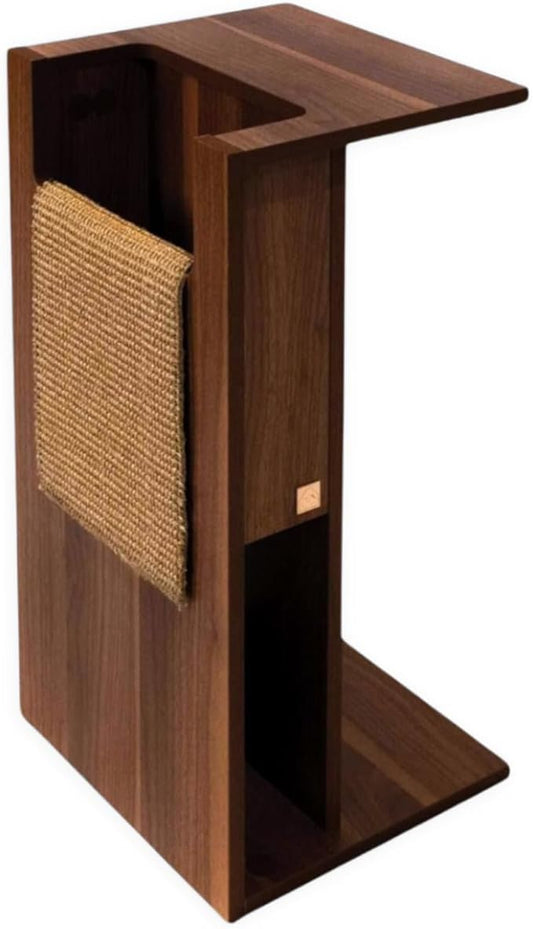 4 Cats & Dogs Jewl Nesting Table – Multi-Function Cat Scratcher with Replaceable Sisal Post, Storage & Compact Coffee Table – Durable Engineered Wood, Modern Design for Home & Pet Comfort – Walnut