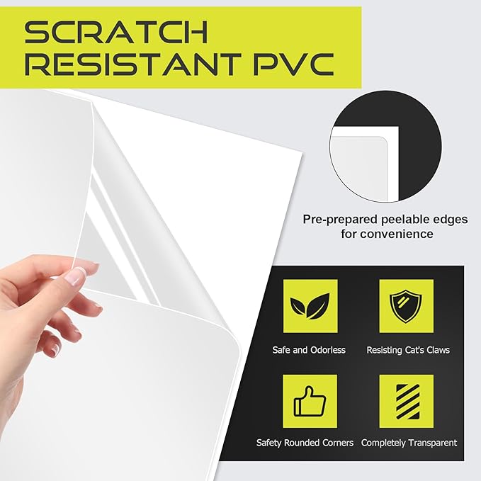 Anti Cat Scratch Furniture Protector, 10-Pack Couch Protector from Cat Claws for Sofa Corners, Walls & Doors – Heavy-Duty, Easy-to-Apply Shields with 50 Twist Pins