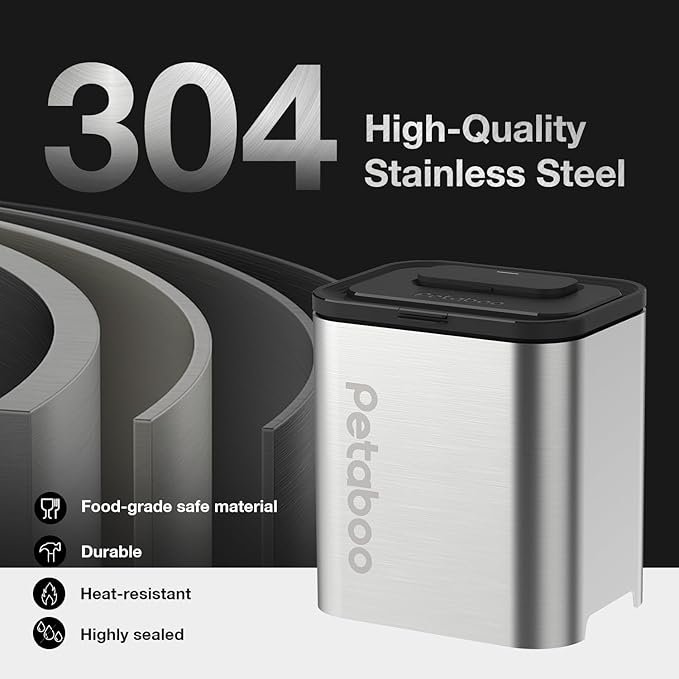 Vacuum Dog Food Storage Container,304 Stainless Steel Airtight cat food container, 13L Dry pet food storage containers for Dogs Cats Rechargeable Storage Bin with lid & Scoop