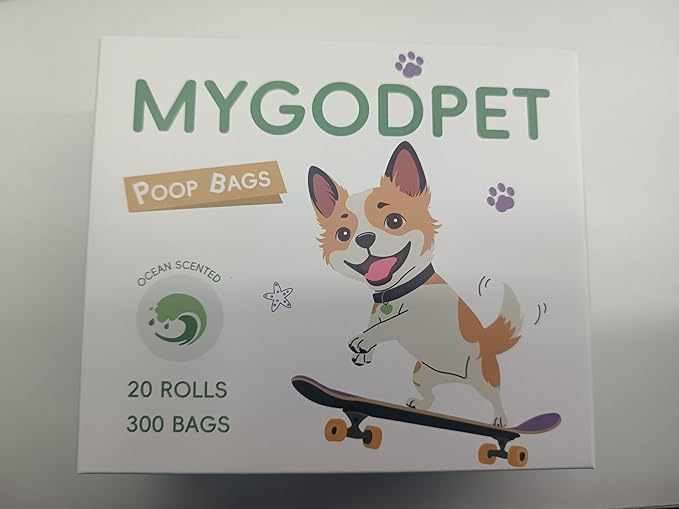 Dog Poop Bags Rolls 300 Count Biodegradable Poop Bags Refills for Dog and Cat Ocean Soap Scented Waste Bag Leak Proof Doggie Poop Bag Doggy Trash Bag Green