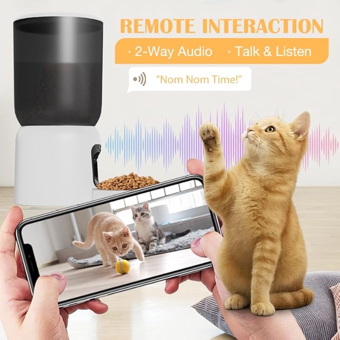 Automatic Cat Feeder with 2K HD Camera, 2.4/5G WiFi 6L Pet Feeder Automatic for Cats & Dogs, Dog Automatic Feeder APP Control, Programmable Cat Food Dispenser with Night Vision,Two-Way Audio (White)