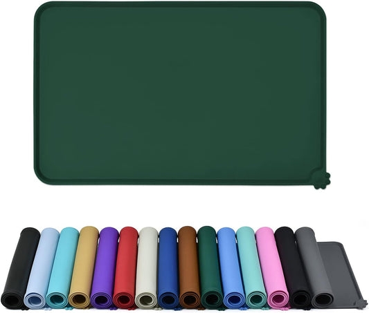 Waterproof Pet Feeding Mat with High Raised Edges, Heavier and Thicker Placemats for Cat Dog Water Bowl with BPA Free, Dogs Cats Food Mats for Messy Drinkers to Prevent Spill and Protect Floors