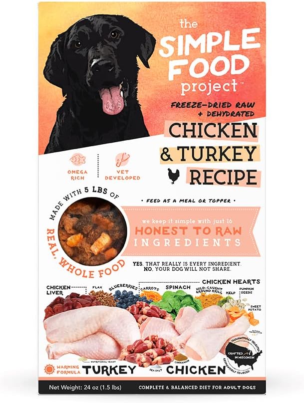 Simple Food Project - Chicken & Turkey - Freeze Dried Raw Food for Dogs - 24oz