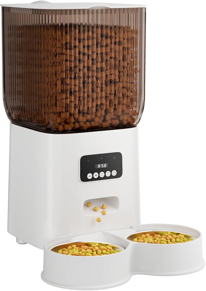 Automatic Cat Feeder, 5L Timed Cat Food Dispenser with Programmable Portion Control, Pet Feeder up to 9 Meals per Day for 2 Cats, Automatic Pet Feeder for Small Dogs Indoor(Botton)