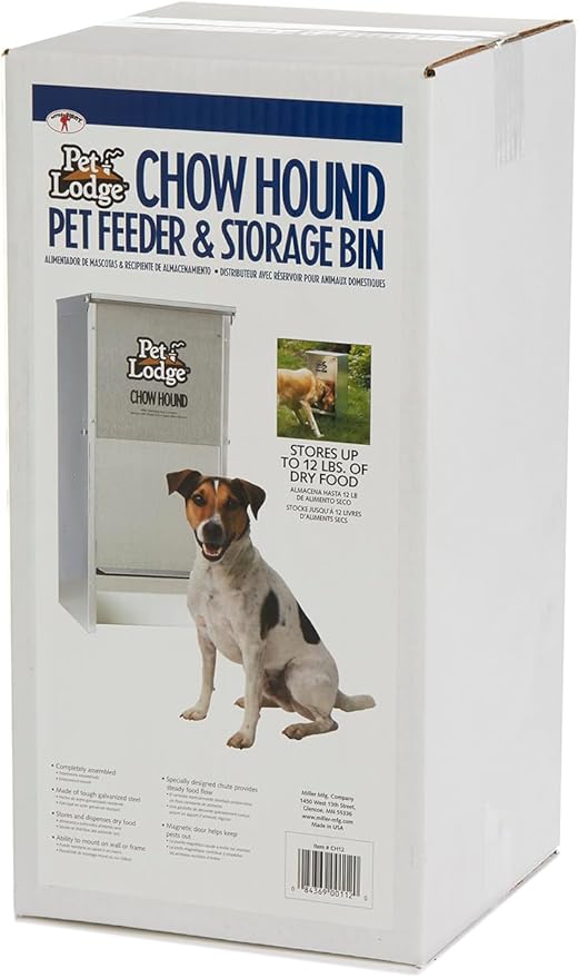 Pet Lodge® Automatic Dog Feeder | Chow Hound Outdoor Pet Feeder | Tough Galvanized Steel | Made in USA (12 Pound)