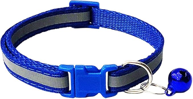 CHBORCHICEN 2-Pack Footprint & Reflective Cat Collar with Bell Basic Dog Cat Collar Buckle Adjustable Polyester Cat Dog Collar or Seatbelts (X-Small, Blue)