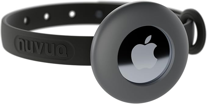 Airtag Cat Collar - Soft, Comfortable, and Lightweight Breakaway Collar with Air Tag GPS Tracker Holder for Outdoor Cats and Sensitive Skin Kittens by Nuvuq (6 ⅞" to 10 ¼", Black)