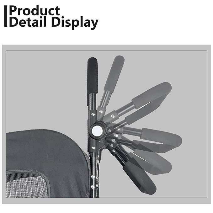 Extra Large Dog Stroller for Medium & Large Pets - Foldable Design, Adjustable Handle, Up to 130 lbs(Red)