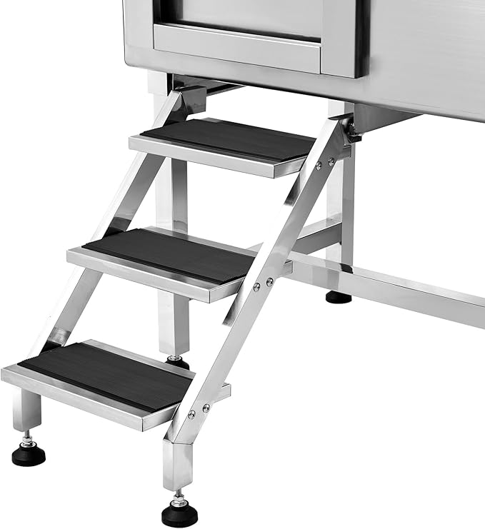 VEVOR 50" Pet Dog Bathing Station w/Stairs, Professional Stainless Steel Dog Grooming Tub w/Soap Box, Faucet,Rich Accessory, Dog Bathtub for Large,Medium,Small Pets, Washing Sink for Home Left