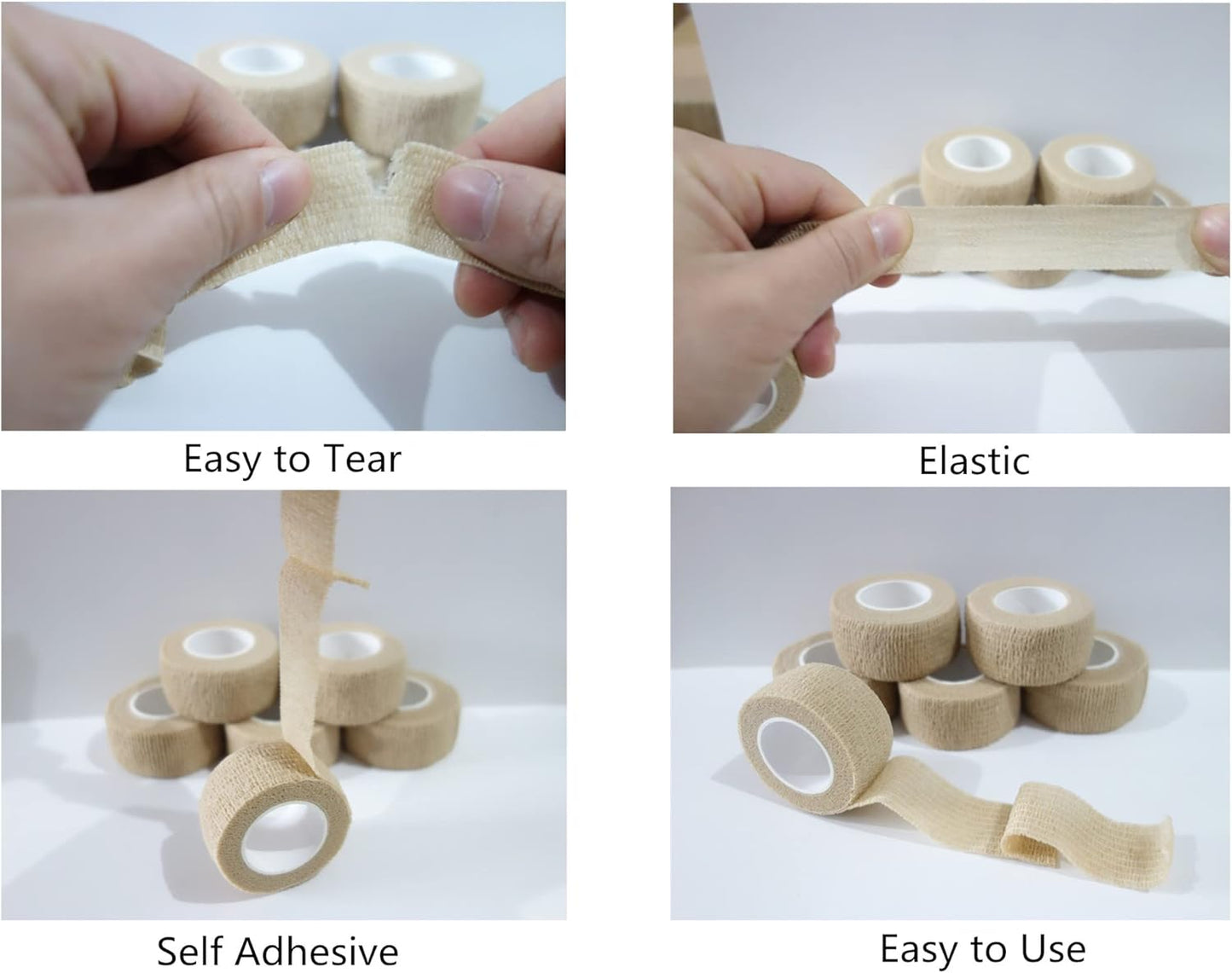 6 Pack 1" x 5 Yards Self Adhesive Bandage Wrap Breathable Cohesive Vet Wrap for Pets, Elastic Self-Adherent Tape for Sports, Wrist, Ankle (Skin Color)