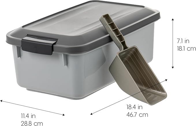IRIS USA WeatherPro Airtight Pet Food Storage Container, Up to 14 lbs, Dog Cat Bird and Other Pet Food Storage Bin Keep Pests Out Translucent Body BPA Free Stackable, 2 Pack, Gray