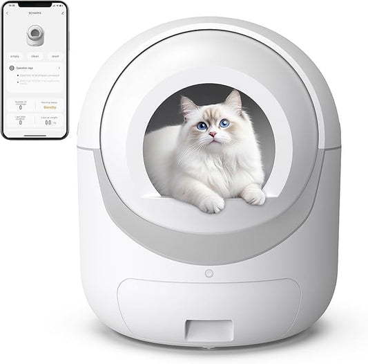 Self Cleaning Cat Litter Box with APP Control, Automatic Liiter Box for Multiple Cats, Quiet Operation, Large Space, Includes Cat Litter Box Liners