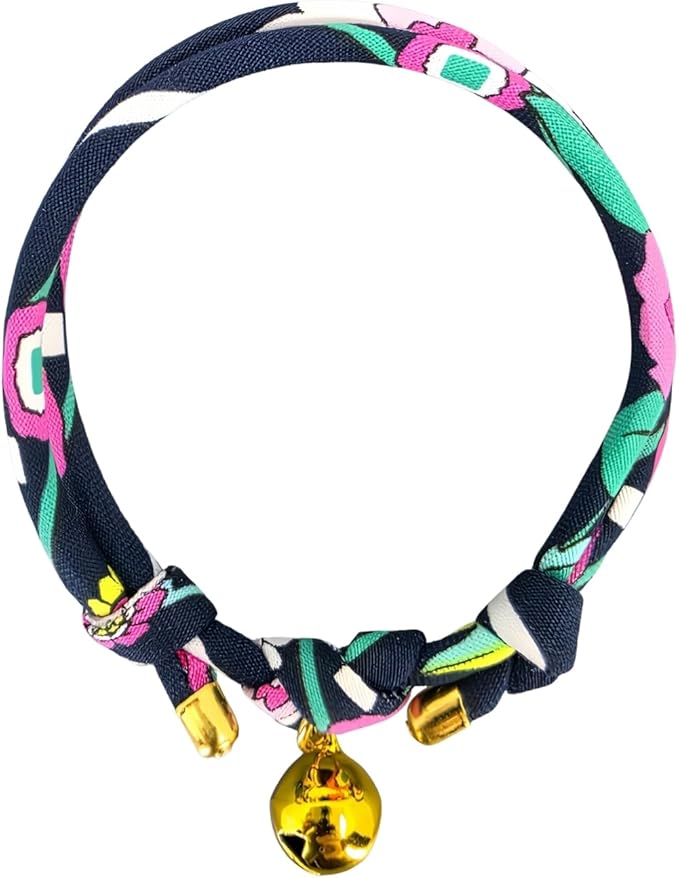 Handmade Cotton Cat Collar with Bell – Adjustable Slip-On Design, No Buckle, Lightweight Rope Collar for Kittens, Indoor Cats, and Small Pets (Zest)