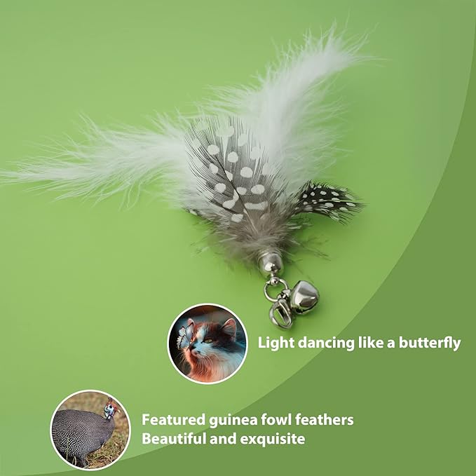 Cat Feather Toys - Interactive Wand & Teaser Set, Indoor Kitten Play & Exercise