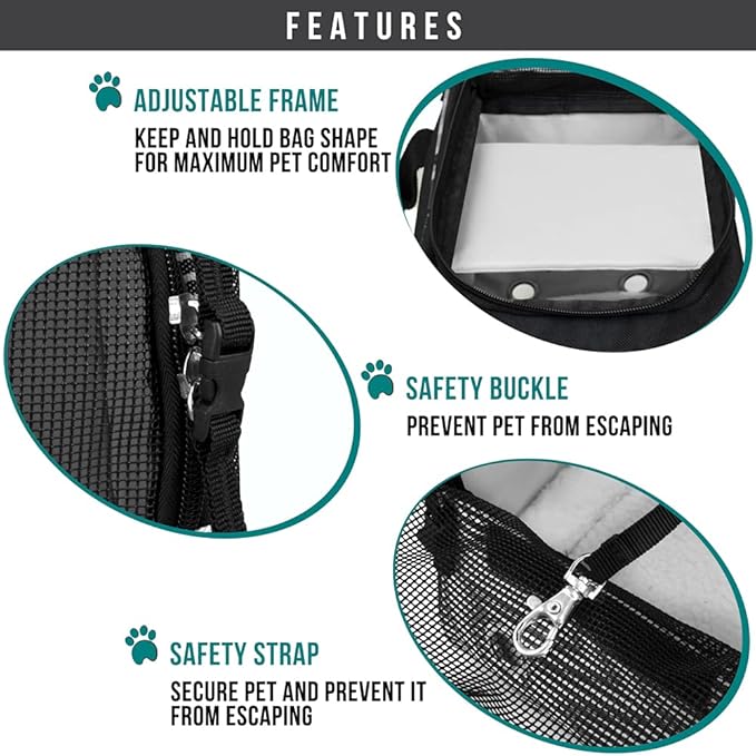 PetAmi Dog Purse Carrier for Small Dogs, Airline Approved Soft Sided Pet Carrier with Pockets, Ventilated Dog Carrying Bag for Puppy Cat, Dog Travel Supplies Bag, Sherpa Bed, Max 12 lbs, Stripe Black