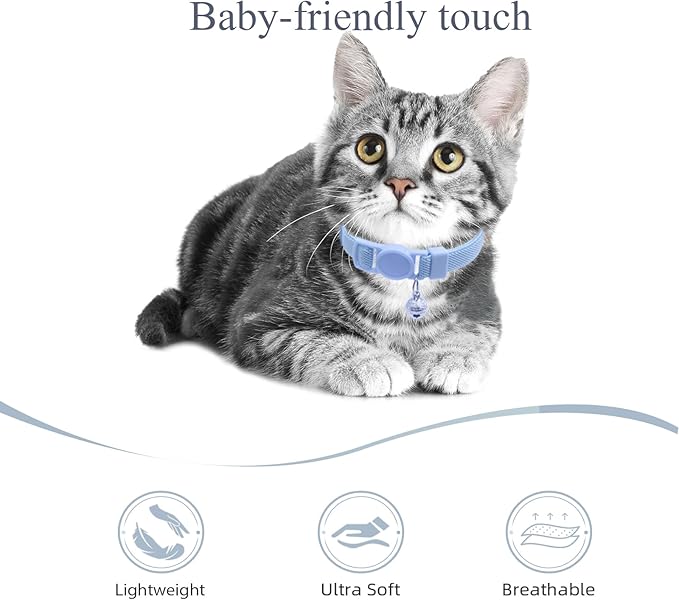 Breakaway Cat Collar with Bell, Safety Buckle Kitten Collar, Elastic Strech Quick Release, Adjustable Lightweight Collars for Girl Boy Cats, Pet Supplies, Accessories, Gifts Blue