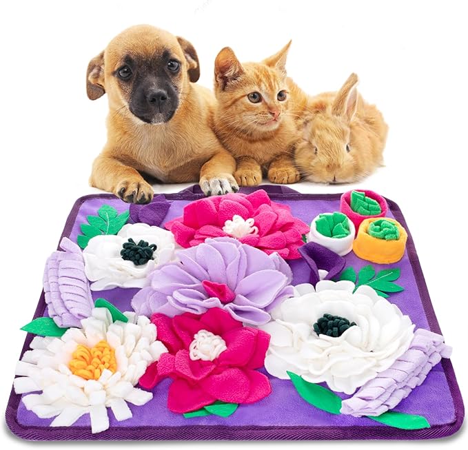 Snuffle Mat for Dogs,Dog Feeding Mat Sniff Mat Interactive Dog Puzzle Mat for Training and Stress Relief Encourages Natural Foraging Skills (Purple)