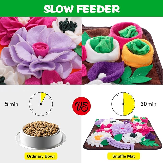 Snuffle Mat for Dogs,Dog Feeding Mat Sniff Mat Interactive Dog Puzzle Mat for Training and Stress Relief Encourages Natural Foraging Skills (Coffee)