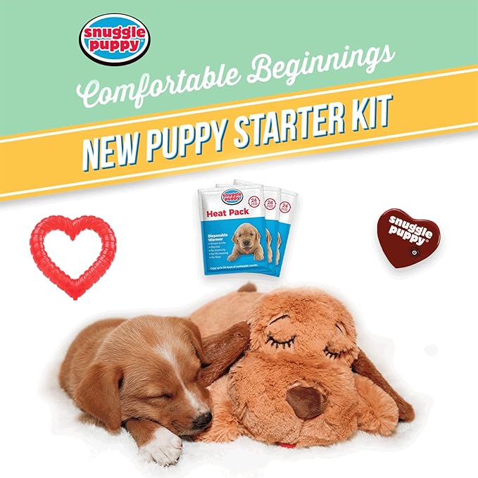 SmartPetLove Original Snuggle Puppy Essentials Starter Kit - Heartbeat Puppy for Dogs - Calming Aid with 3 Heat Packs, Puppy Teething Toy, Dog Chew Toy and Dog Blanket