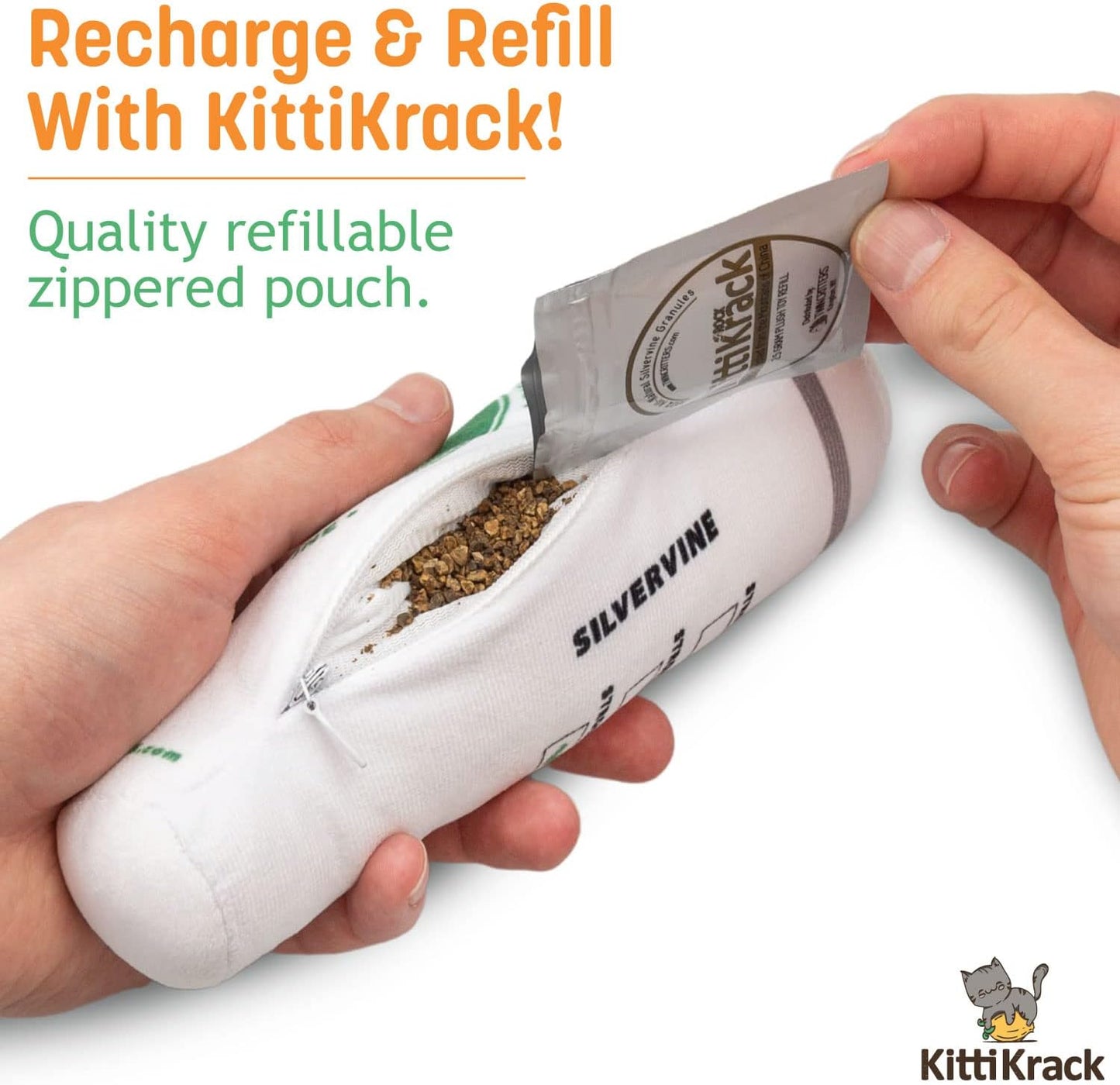 KittiBuzz 2-Pack Organic Silvervine Catnip Substitute Toys for Cats & Kittens | 100% All-Natural Wild Harvested Silvervine | 2 Refillable Coffe Cup Kicker Cat Toys